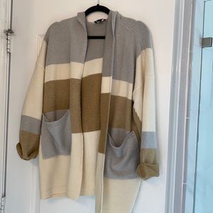 Super soft tan, cream and gray cardigan sweater